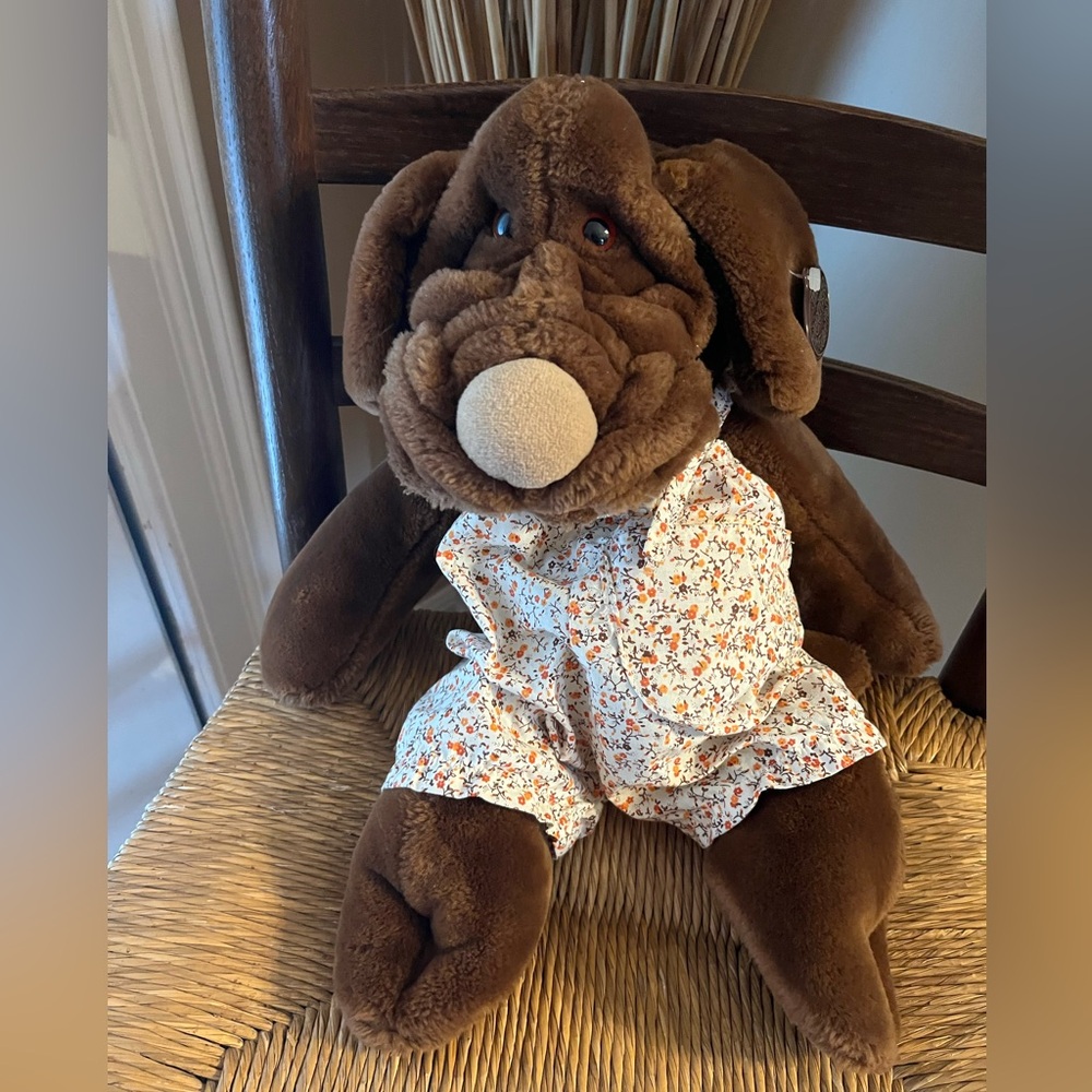 Vintage Ganz Wrinkles Puppy Dog Puppet Original Outfit, Dog Tag Bum Tag Attached